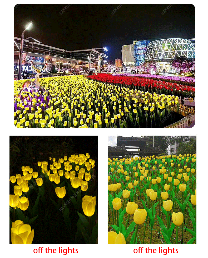 Solar Tulip Outdoor Project Lighting Simulation Flower Lantern Wedding Christmas LED New Tulip Garden Light - Effect C