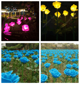 LED Rose Lamp Solar Plug in Lamp Dreamy Light Festival Product Outdoor Landscape Plug in Lamp Rose Seaweed Solar Energy Function Rendering