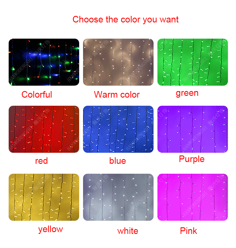 LED ice strip lights, curtain lights, colorful flashing lights, starry sky string lights, Christmas decorative lights, rainproof LED waterfall lights - please choose