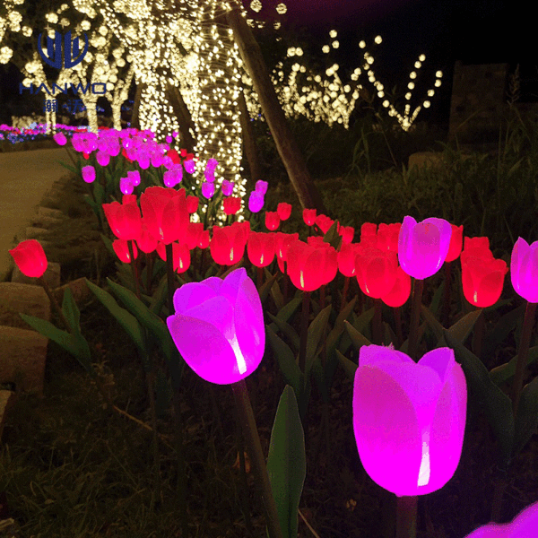 Solar Tulip Outdoor Project Lighting Simulation Flower Lantern Wedding Christmas LED New Tulip Garden Light - Effect